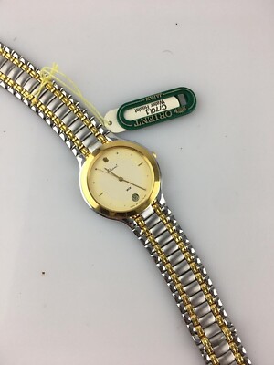 Orient Japan Quarz Datum Unisex Uhr 33mm Slim Vintage Stahl läuft nicht