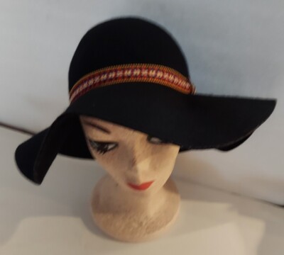 Floppy Wool Festival Hat Sun Hat Boho Black With Rainbow  display picture 2