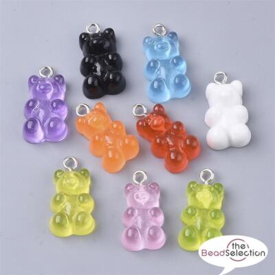 10 HARZ GUMMIBÄRCHEN CHARMS ANHÄNGER 22mm VERSCHIEDENE FARBEN SCHMUCKHERSTELLUNG C292