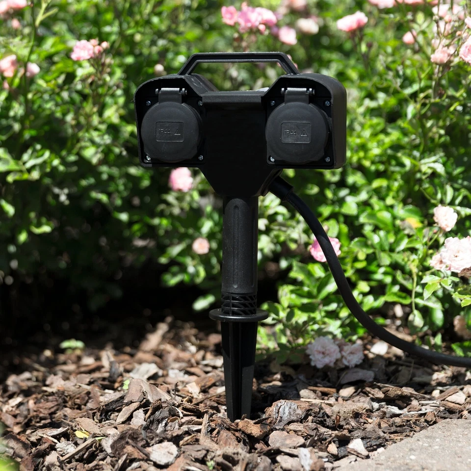 2-fach Funk-Garten-Steckdose mit Fernbedienung 1,5m Kabel IP44 Erdspieß Außen - Bild 4 von 4