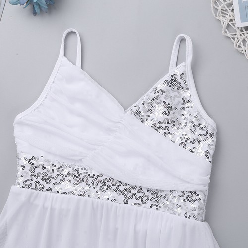 Kids Girls Sequined Latin Dance Costume Lyrical Dress Ballet Leotard AU - Picture 30 of 59