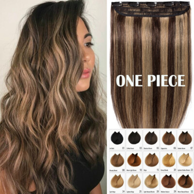 120G+ Invisible One Piece Clip in 100% Remy Human Hair Extensions 3/4 ...