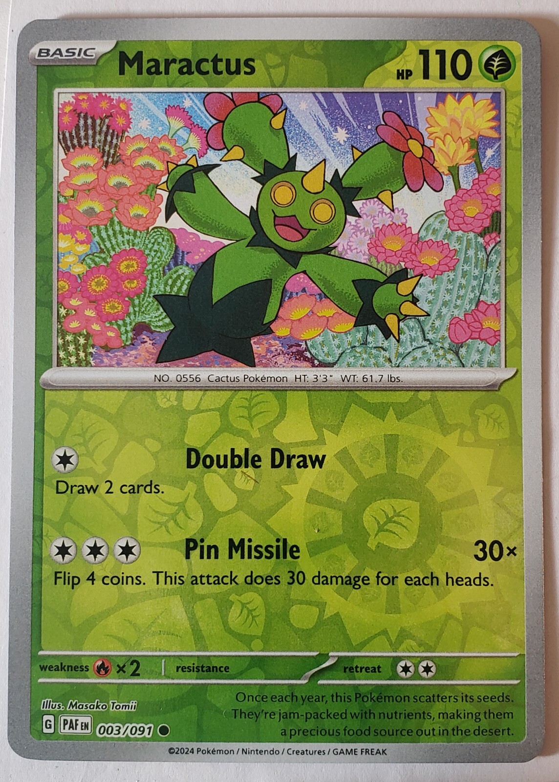 REVERSE HOLO Maractus 003/091 NM / M - Paldean Fates Scarlet Violet Pokemon Card