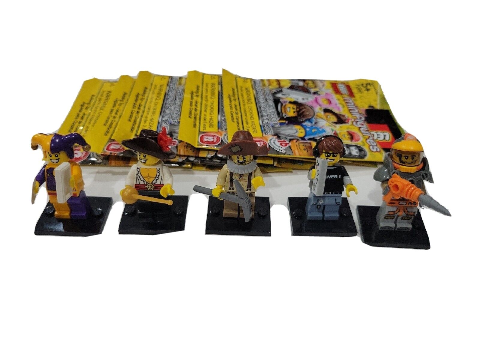 Lego Minifigures Series 12 Lot of 5 Jester,Miner,Video Game, Prospector,Swashbuc