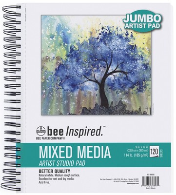 9'' x 12'' Mixed Media Artist Sketchbook, Spiral Bound, 120 Sheets, 114 lb.