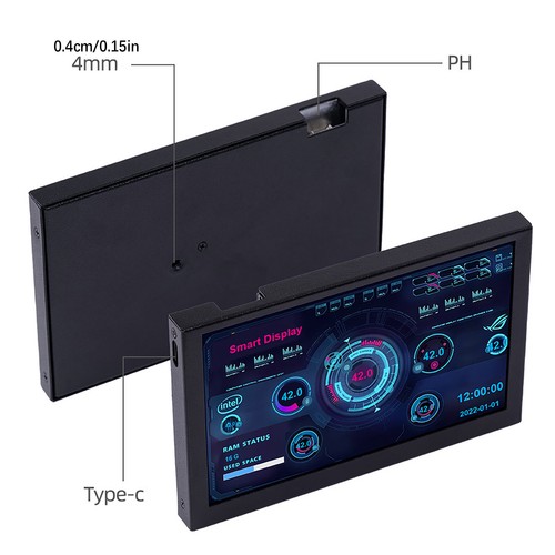 IPS TYPE-C Secondary Screen Computer CPU GPU RAM 360° Monitor USB AIDA64 5 Inch - Picture 8 of 11