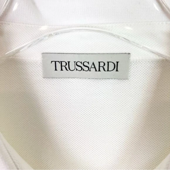 CAMISA POLO TRUSSARDI BLANCO ROTO VERDE RIBETE MANGA CORTA HOMBRE TALLA XXL Foto 3 de 4