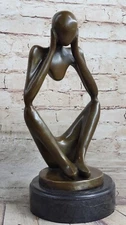 "Not Listening" Modern Art Signed Lost Wax Bronze Casting Mounted on Marble Base