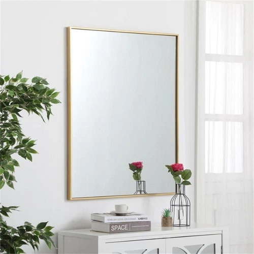 Elegant Decor Eternity 36" x 30" Contemporary Metal Frame Mirror in Brass - Picture 7 of 12