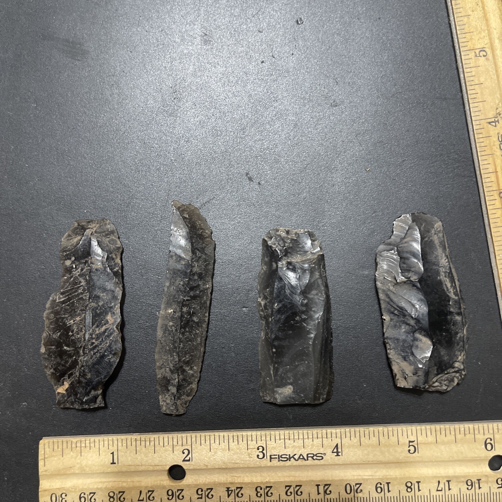 Obsidian Razor Mayan Obsidian Core Flaking Blades/ Razor Blades ; Pre-Columbian Artifact