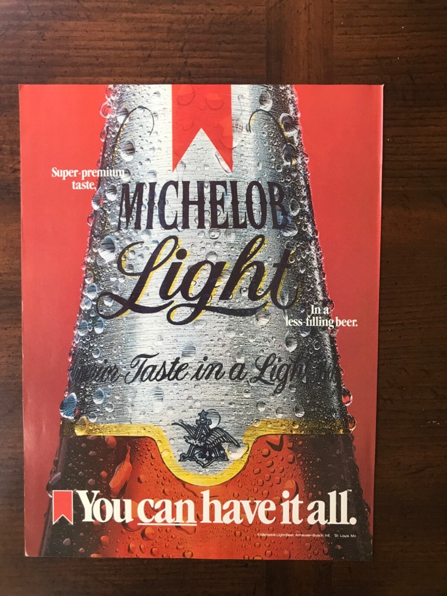 ☆85年製　ミケロブ　MICHELOB ライトアップサイン 動作品☆ビンテージ 1985 vintage original print ad Michelob Light Beer You Can Have It