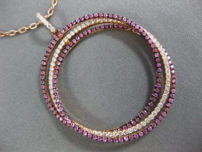 LARGE 1.95CT DIAMOND & AAA PINK SAPPHIRE 18KT ROSE GOLD CIRCLE OF LIFE PENDANT