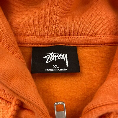 Stussy Camo Script Logo Zip Hoodie Mens XL Orange Sweatshirt | eBay
