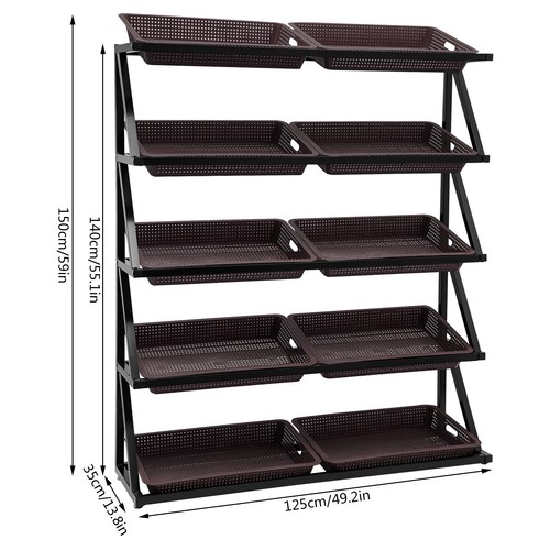 NEW Market Retail Display Rack Shelf Merchandiser Fruit Vegetable Snack Basket - Afbeelding 1 van 24