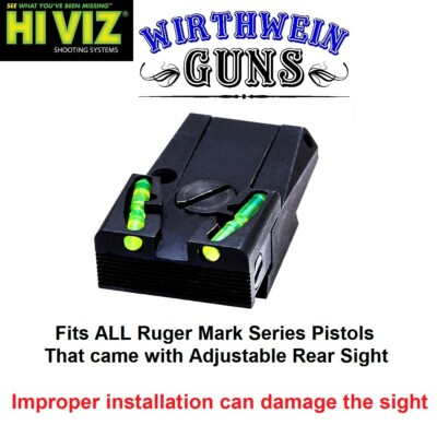 HiViz MKAD211 Adjustable Rear Fiber Optic Sight Ruger Mark 1 2 3 4 IV LITE 22/45