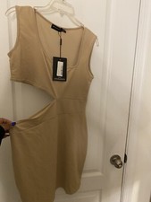 Pretty Little Thing Square Neck Bodycon Dress Size 12