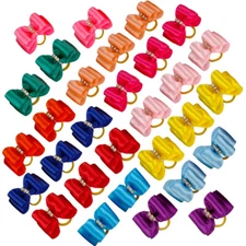 20/50/100pcs Puppy Dog Hair Bows with Rubber Bands Pet Grooming Rhinestone Clips