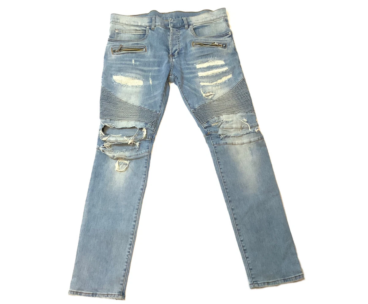 Balmain distressed 2025 biker jeans