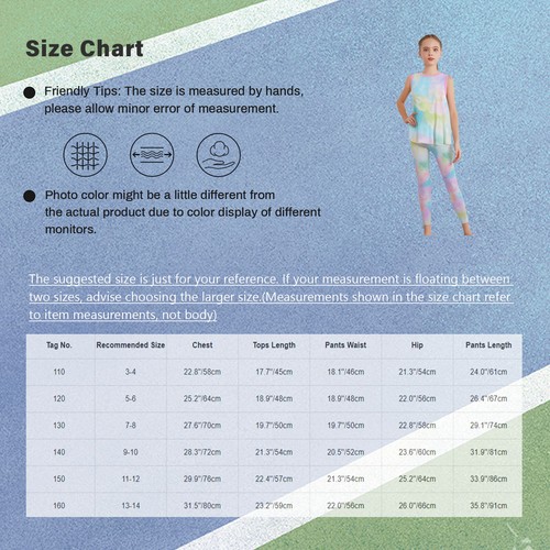 Girls Printed Tracksuit Sleeveless Tank Top with High Waist Leggings Outfits - Bild 12 von 34