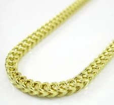 18-30" 2.2mm 10k Yellow Real Gold Skinny Franco Box Cuban Chain Necklace Mens