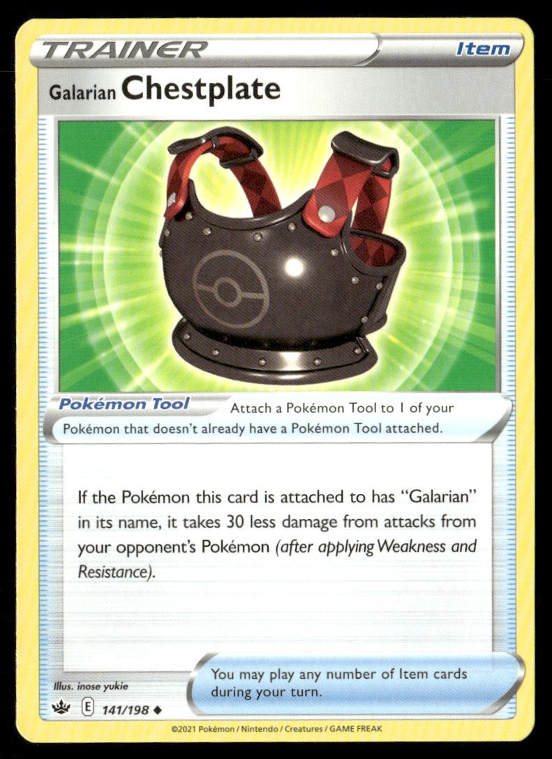 Galarian Chestplate Chilling Reign 141/198 Uncommon Pokemon Near Mint