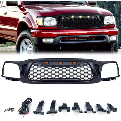 Front Grille fits for Tacoma 01 02 2003 2004 With Amber LED Accent Lights Matte
