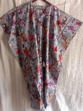 Indian Handmade Kaftan Cotton Caftan Grey Bird Printed Kaftan Beach Night Dress