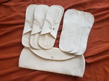 ORGANIC 100% COTTON REUSABLE PANTY LINERS  9IN WITH BAG SET OF 3