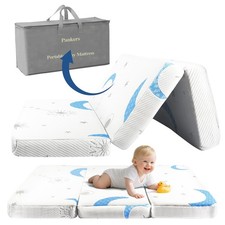 Trifold Pack and Play Mattress 38"x26" Foldable Dual Sided Soft & Firm Memory...