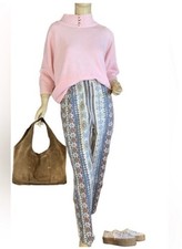 VINTAGE CIRCA 1980'S LIZ THOMAS II LIGHT PINK MOCK NECK 3/4 SLEEVE SWEATER SZ 1X