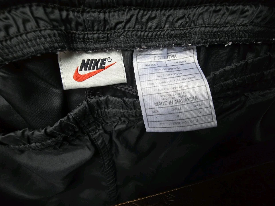 Throwback 90s Nike Track Pants Black Nylon Gray Tag Ankle Zip Swoosh Unlined L - Image 3 of 4