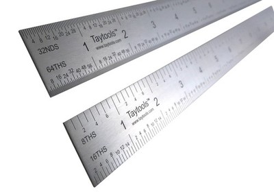 12'' Rigid Machinist Rule Ruler Hardened Spring Steel 4R Graduations in 1/8'', ...