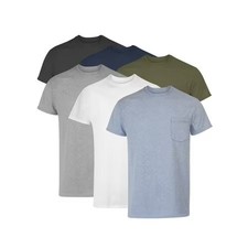 Hanes Men's Cotton Crewneck Pocket T-Shirts - Assorted Colors, Small 6 Pack