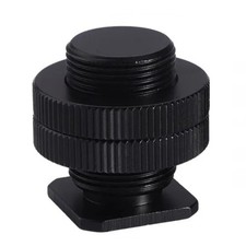 5/8in to 1/4in Double Nut Cold Shoe Tripod Mount to Flash Hot Shoe Screw Adapter