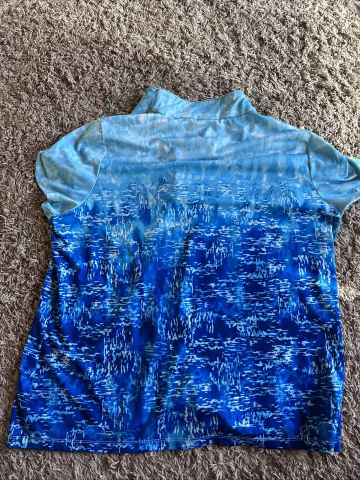 Top de golf Chico’s Zenergy para mujer talla 3 (XL) azul ombre manga corta activo Foto 2 de 3