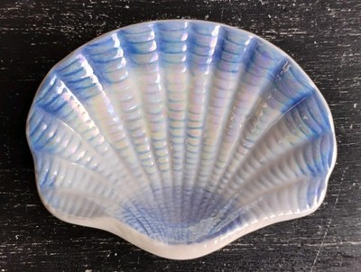 Forlong Ceramic Ocean Seashell Blue Pearlescent 5'' Long Soap Dish