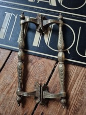 Large Pair of brass antique vintage old Door Handles Pulls 10 3/4inch 