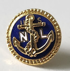 Vintage Navy League US NL Gold Tone Lapel Pin Tie Tack Blue Enamel 1/2" — photo 1