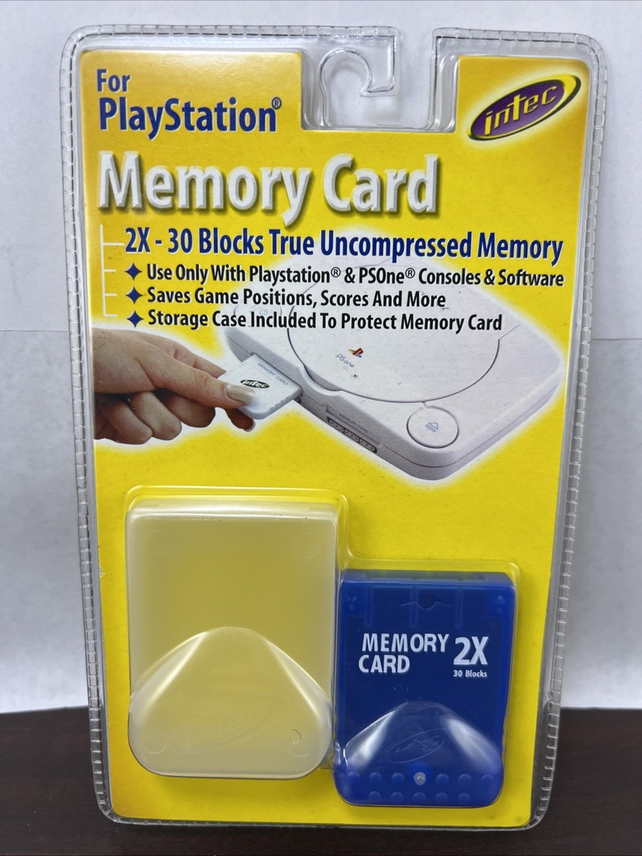 PlayStation 1 Intec Memory Card BLUE 2X-30 Blocks PS1 2001 New