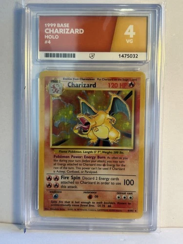Charizard 4/102 Base Set Holo Rare 1999 English Ace 4 VG