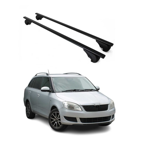 DachträGer GrundträGer FüR Skoda Fabia Mk2 2007-2014 75Kg Stahl Schwarz 2 Tlg-image