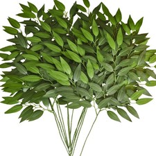 84Pcs Italian Ruscus Greenery Stems 23" Artificial Silk Greenery Leaves for D...