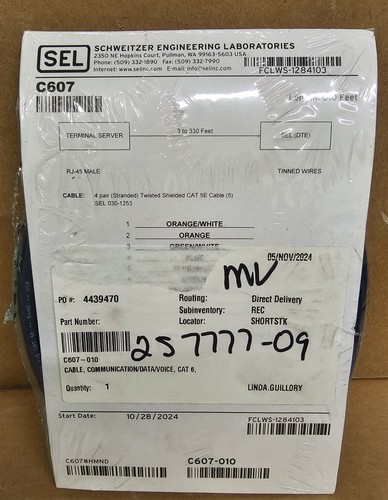 Sel 010 Schweitzer Engineering SEL C607-010 Cable | eBay