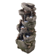 VEVOR Outdoor Water Fountain 7-Tier Rock-Shaped Cascading 38.98 in Fountains