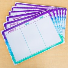6 Pack Dry-Erase Practice Mats, Ten-Frames, Place Value, Math, Student, Board