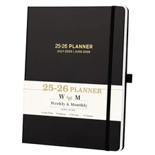 2025-2026 Planner - 2025-2026 Planner Weekly and Monthly, 8"× 10", July Black