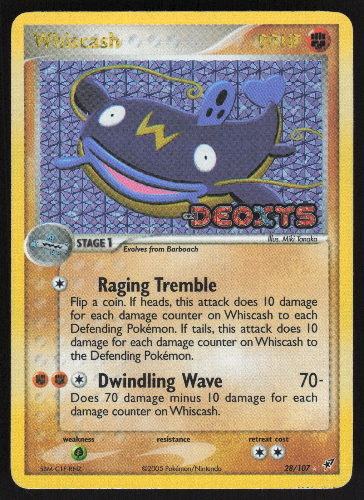 Whiscash Rare Reverse Holo 28/107 MP Deoxys Pokemon Card
