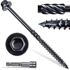  14 x 4" Structural Wood Screws 50PCS Black Hex Head Timber Lag