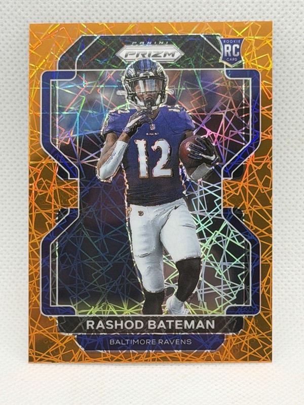 2021 Panini Prizm Rashod Bateman #340 Orange Lazer Rookie Baltimore Ravens