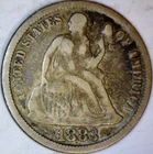 1883 Seated SILVER Dime Coin FULL LIBERTY Fine Toned LOT #4  NR